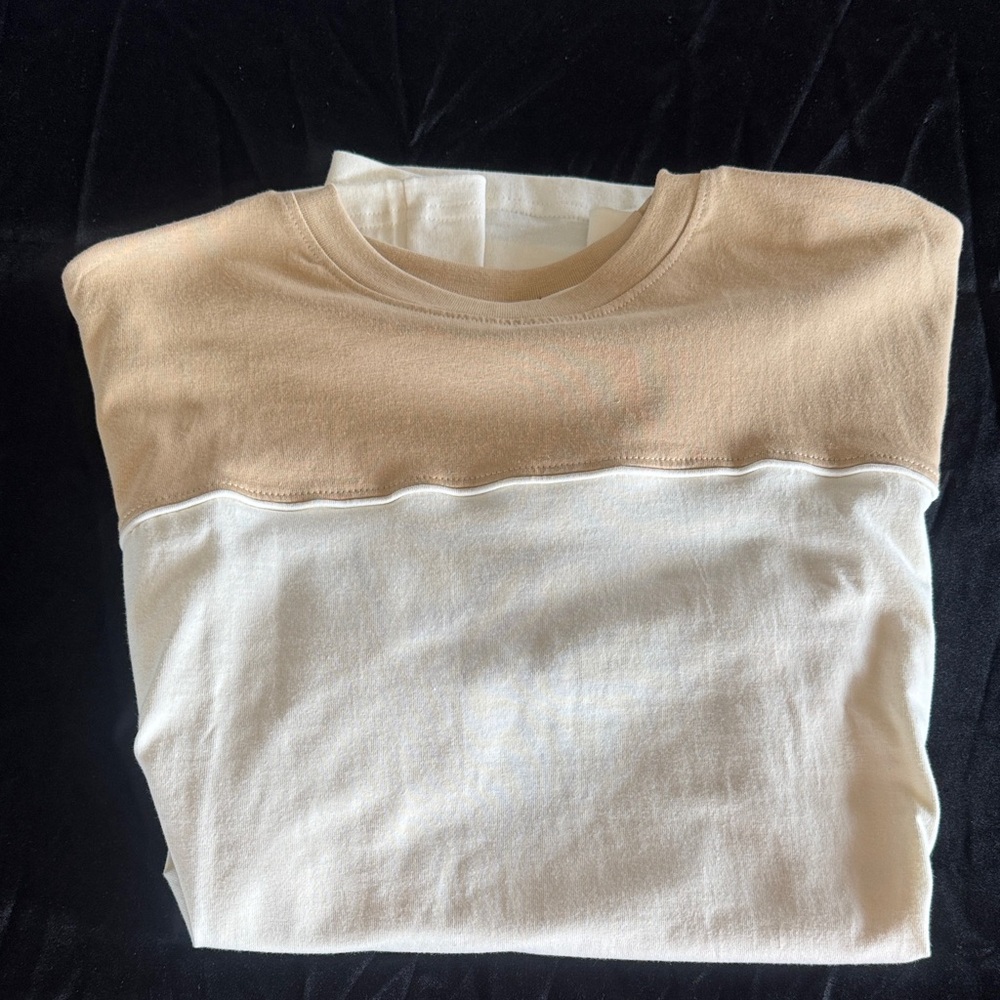 Men's Two-Tone Short Sleeve Tee — Cream and Tan
